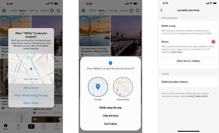 Tiktok Nearby feed feature 